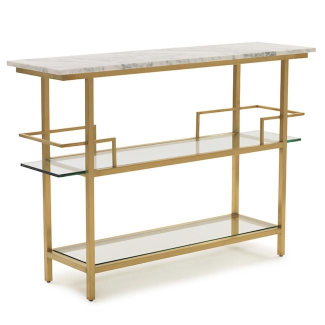 Gold & Marble Marquis Tiered Console Table