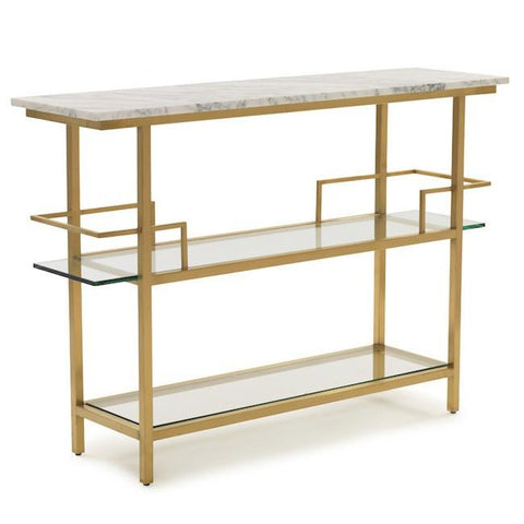 Gold & Marble Marquis Tiered Console Table