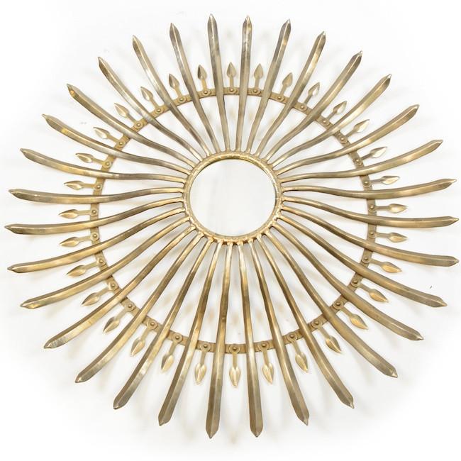 Large Pewter Starburst Sculpture Wall Hanging
