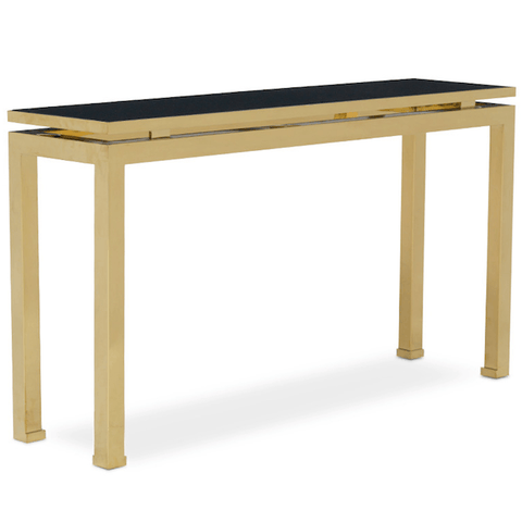 Gold & Black Glass Laurent Console Table