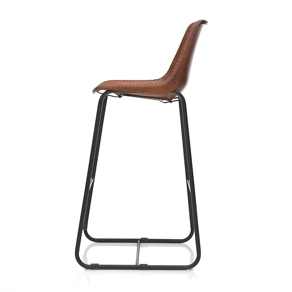 Brown Leather Roadhouse Bar Stool