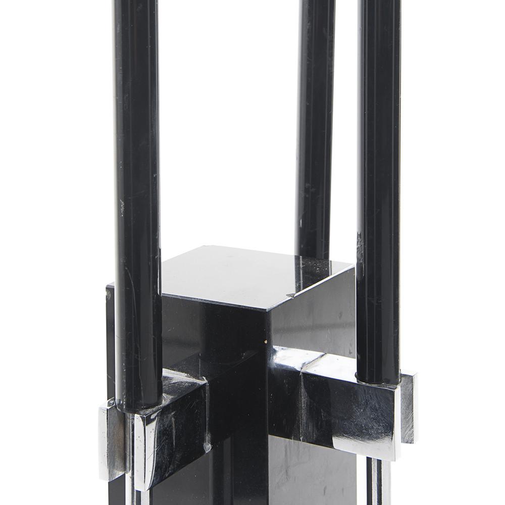Modern Black + Chrome Fireplace Tools Set