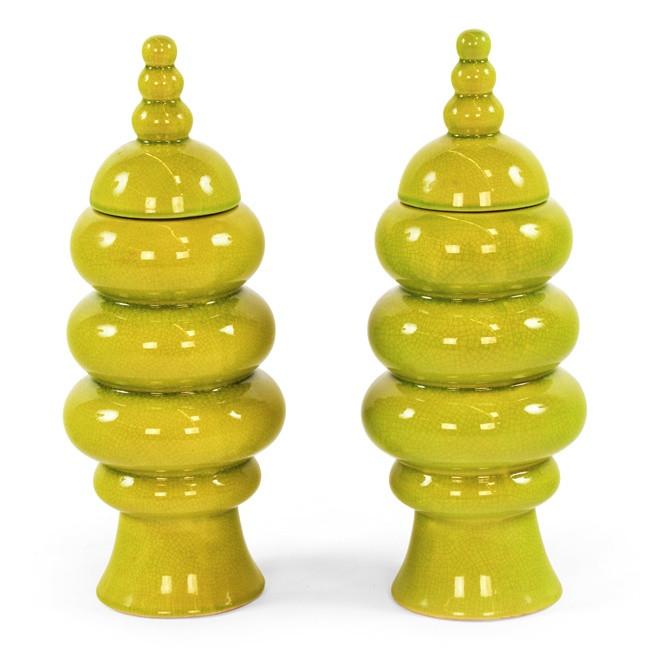 Green Stacked Tubed Jar