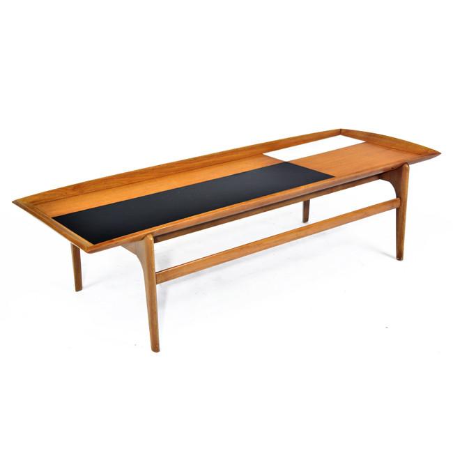 Wood & Black Mid Century Modern Coffee Table