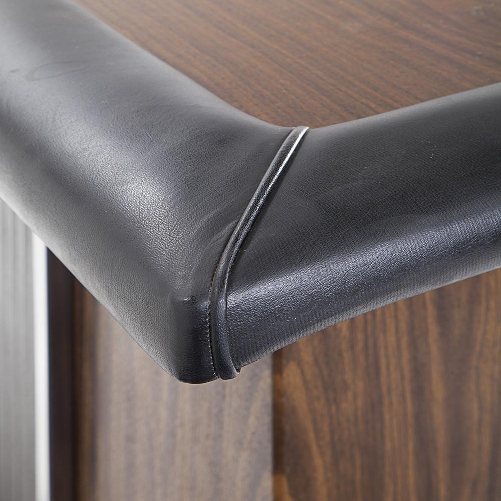 Black Vinyl and Wood Mid Century Bar