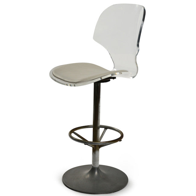 Lucite Back Chrome Stool