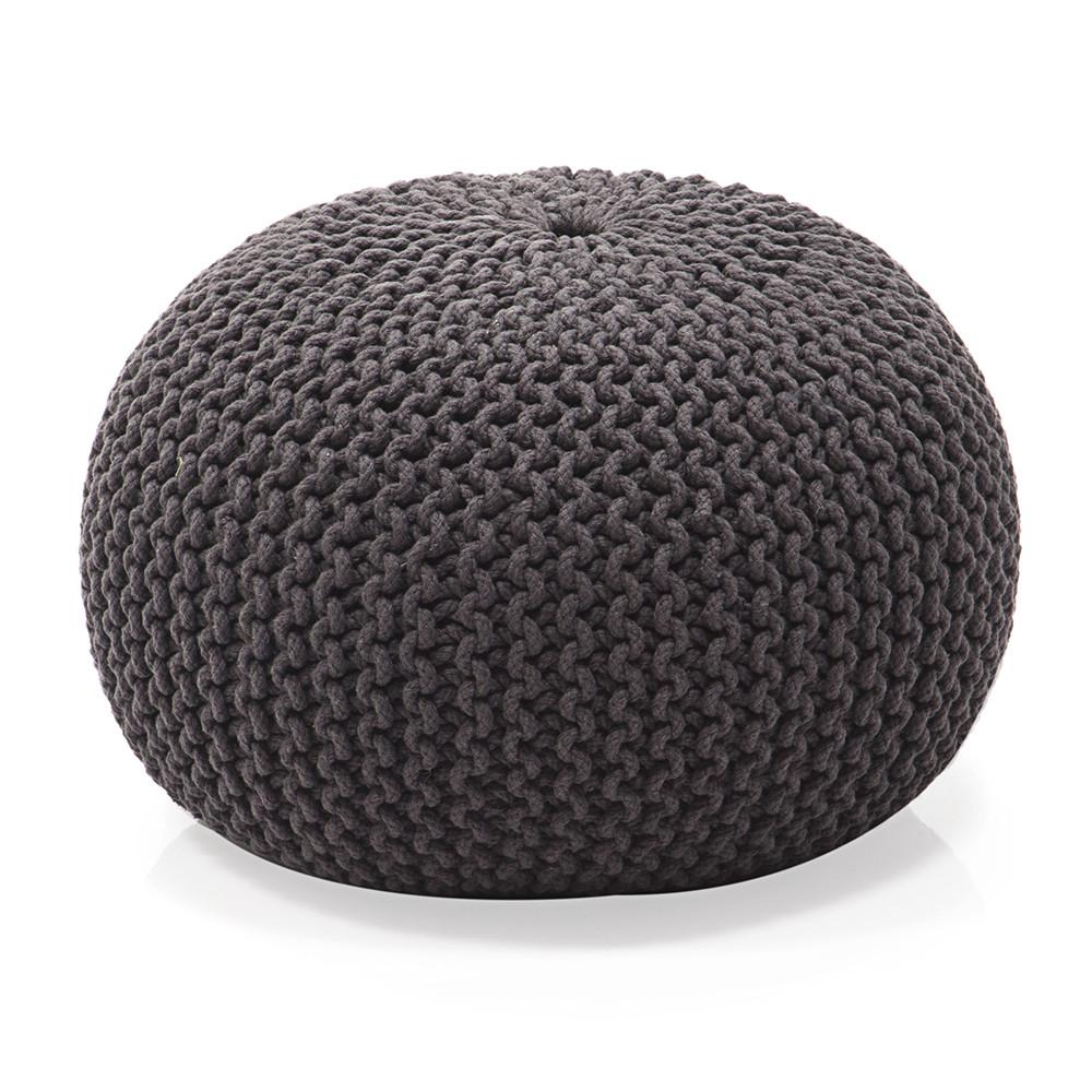 Black Knit Pouf