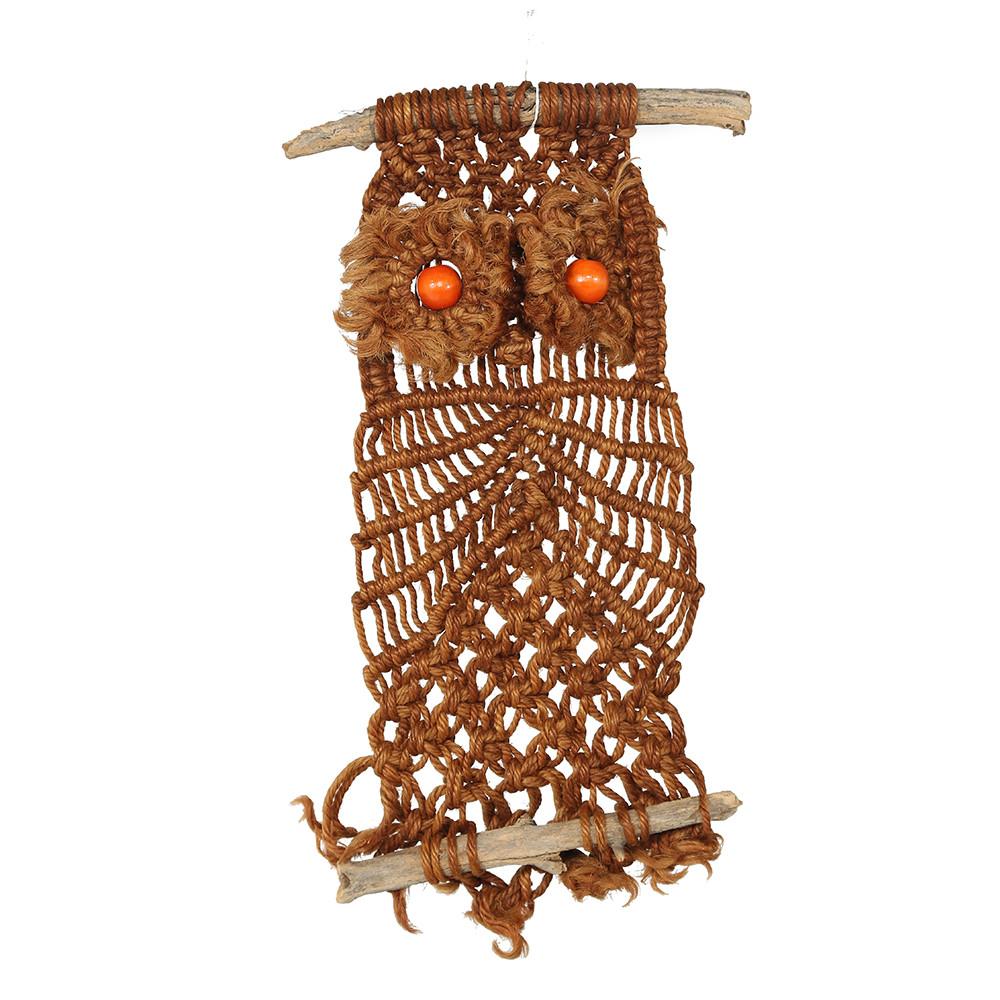 Brown Macrame Owl Wall Art