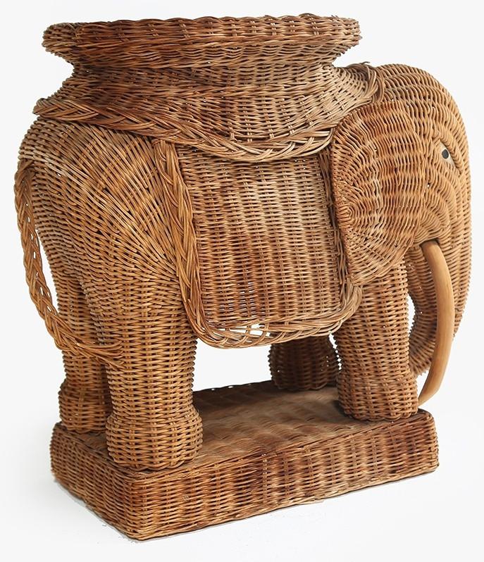 Wicker Elephant Side Table