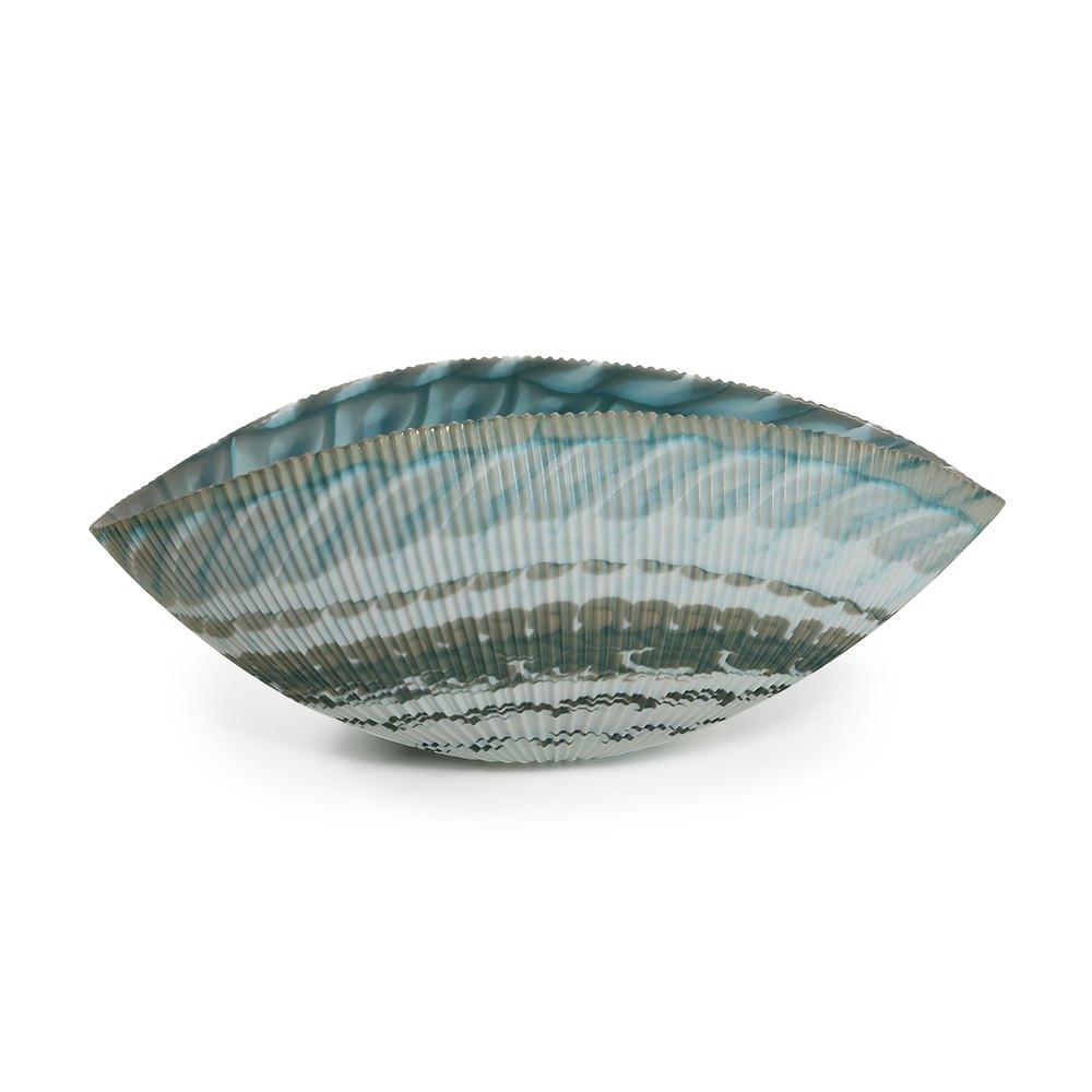Blue Aqua Curled Shell Bowl (A+D)