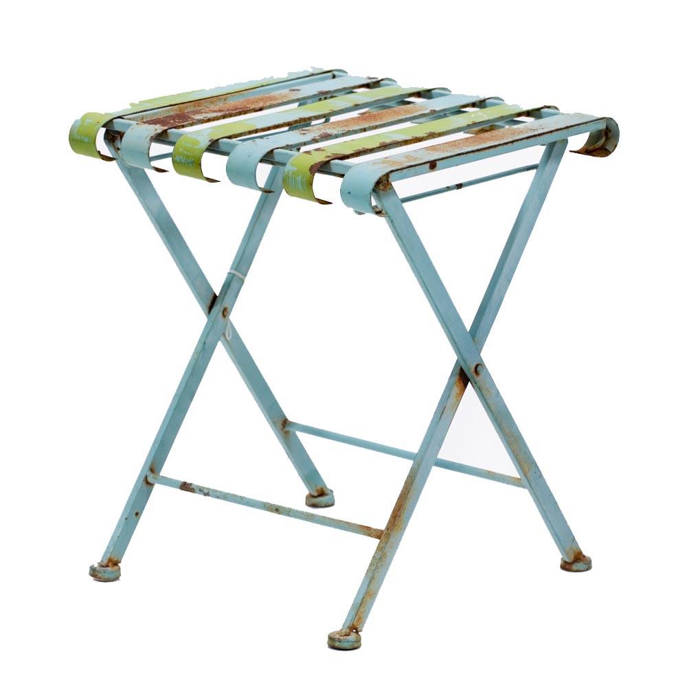 Blue Rust Metal Slat Side Table