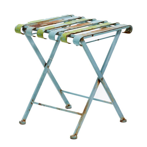 Blue Rust Metal Slat Side Table