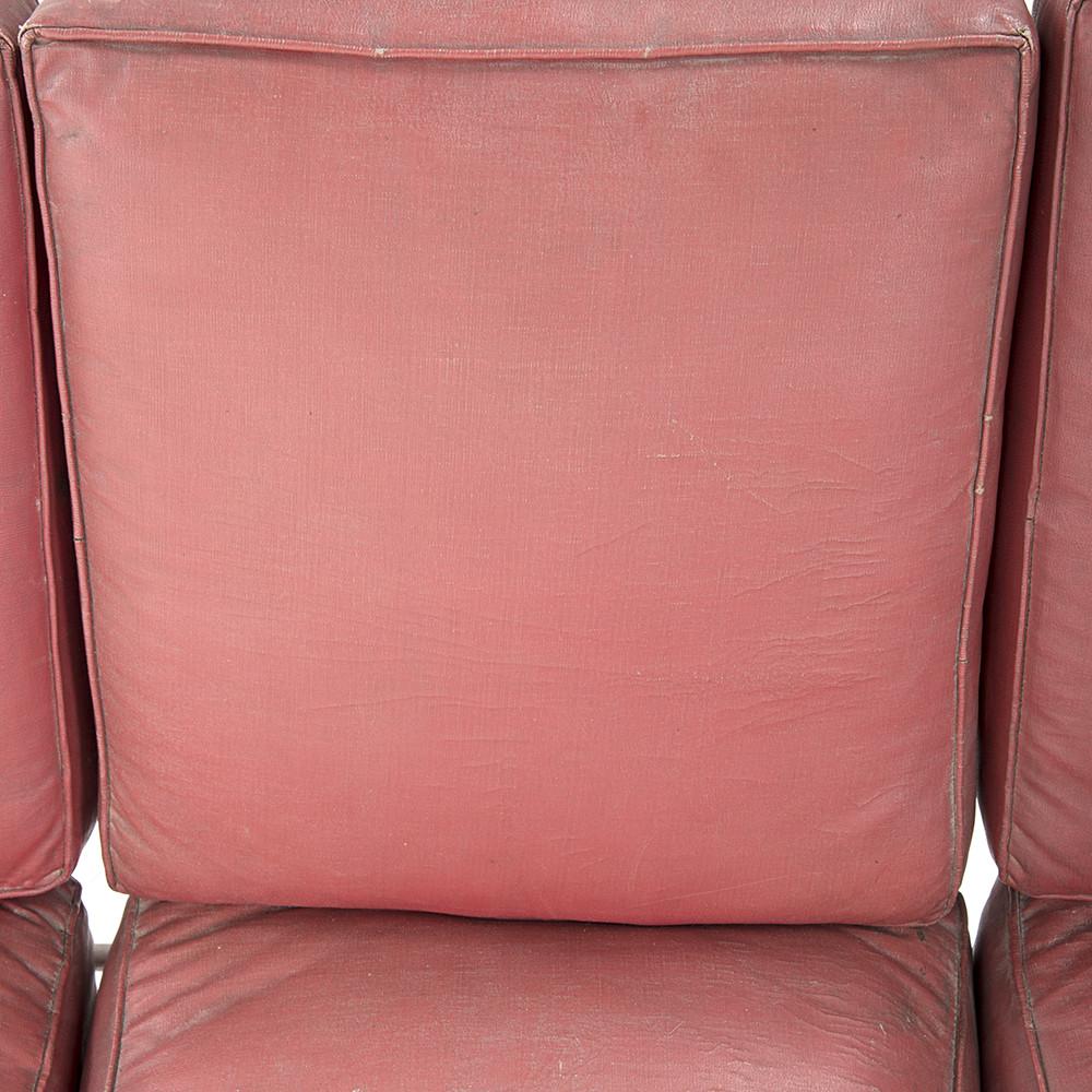 Distressed Deco Couch - Red with Silver Frame