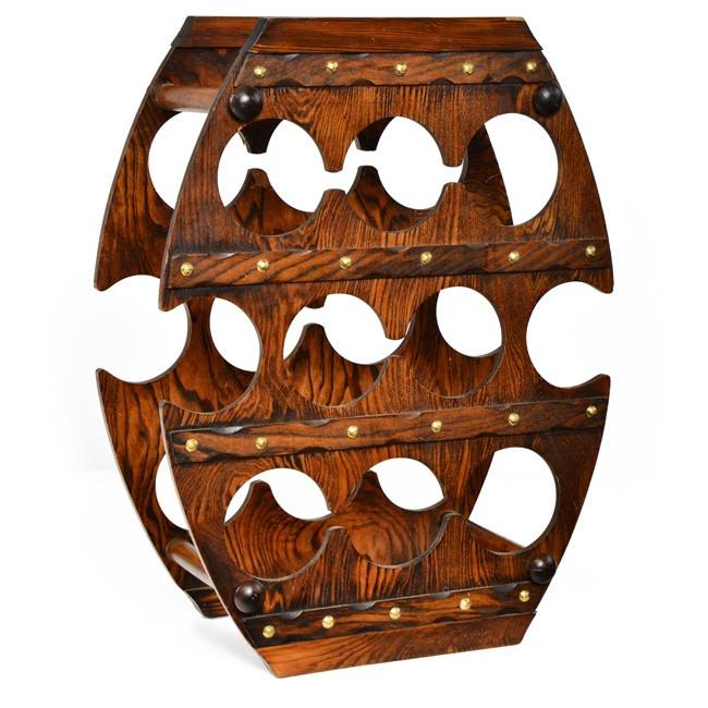 Wood Barrel Shape Bottle Rack