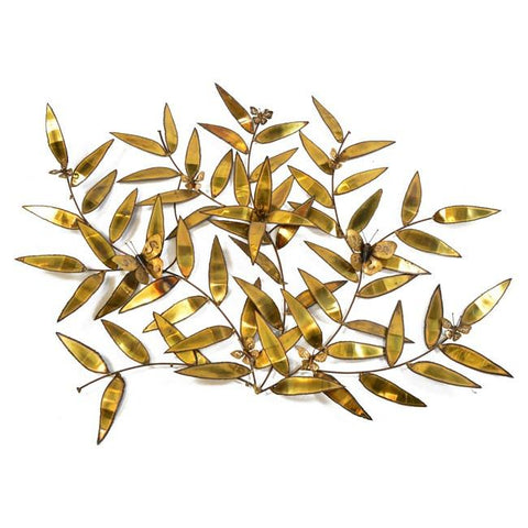 Brass Leaves and Butterflies Wall Art