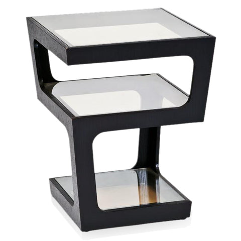 Black Three Tier Modern Side Table