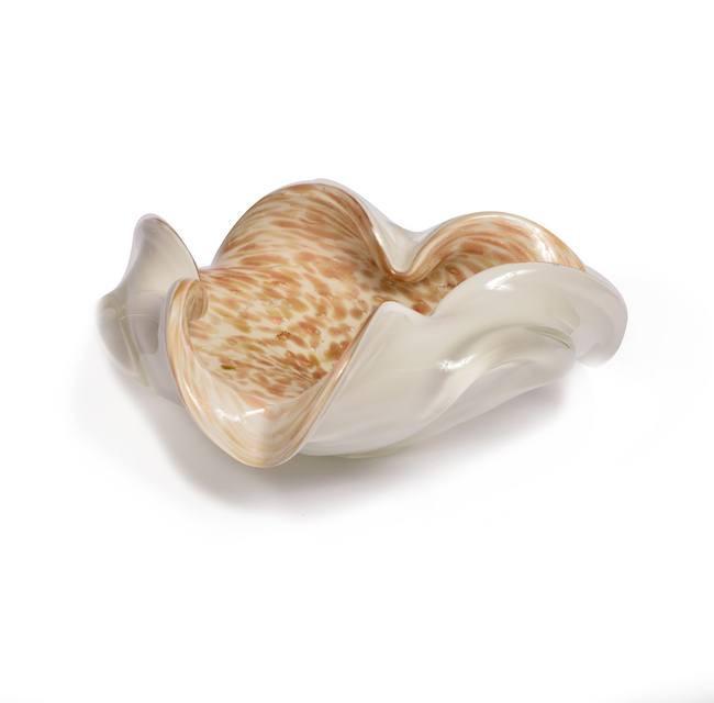Brown White Glass Shell Bowl