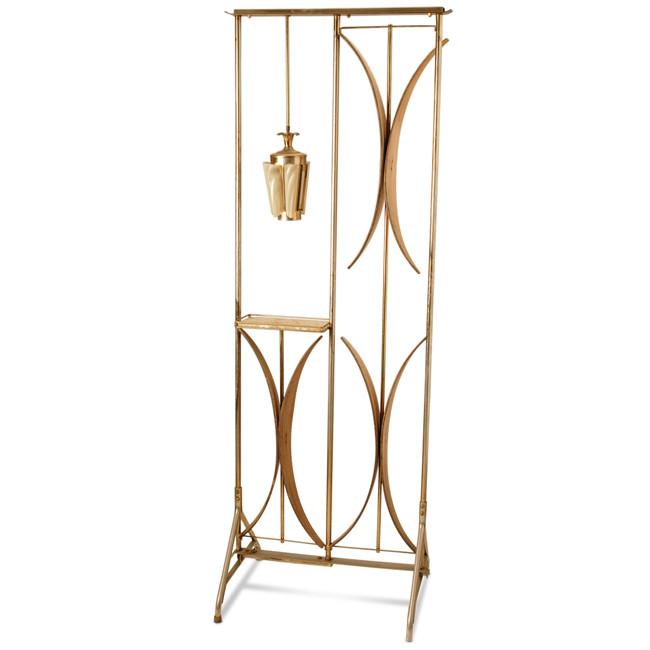 Brass and Wood Divider Shelf Lamp