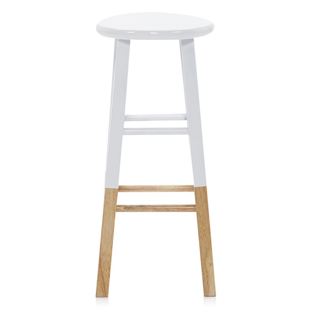 White Top Stool with Wood Lower Legs