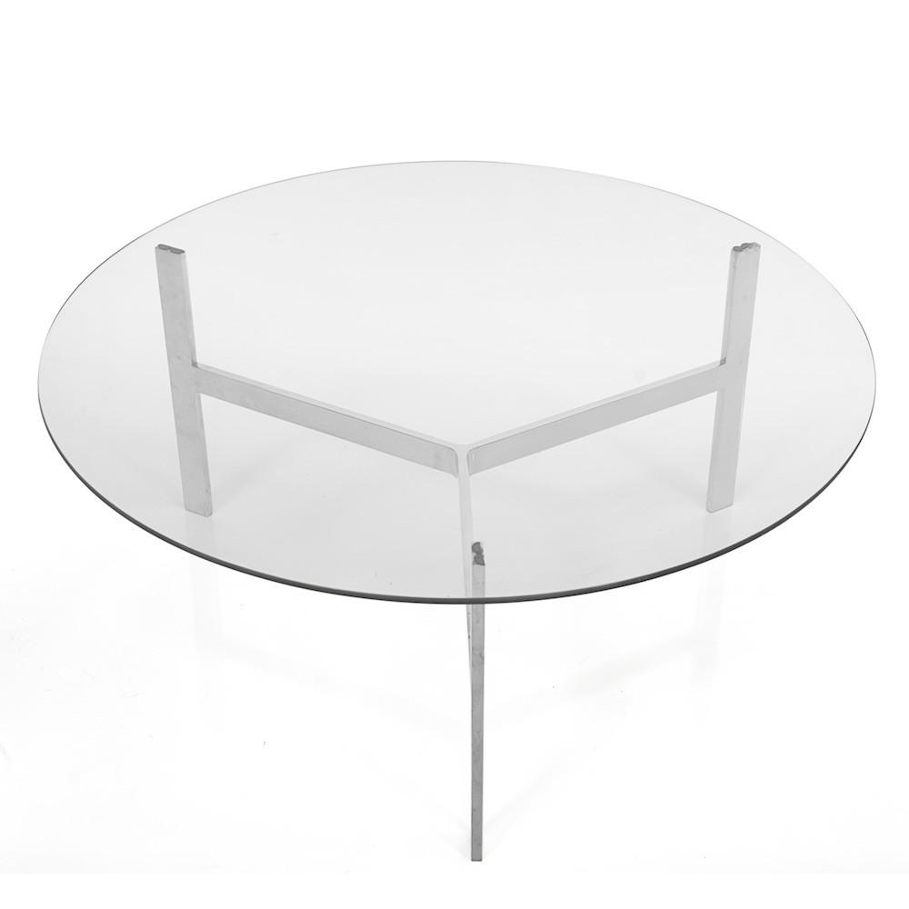 Glass & Silver Three Leg Circle Coffee Table
