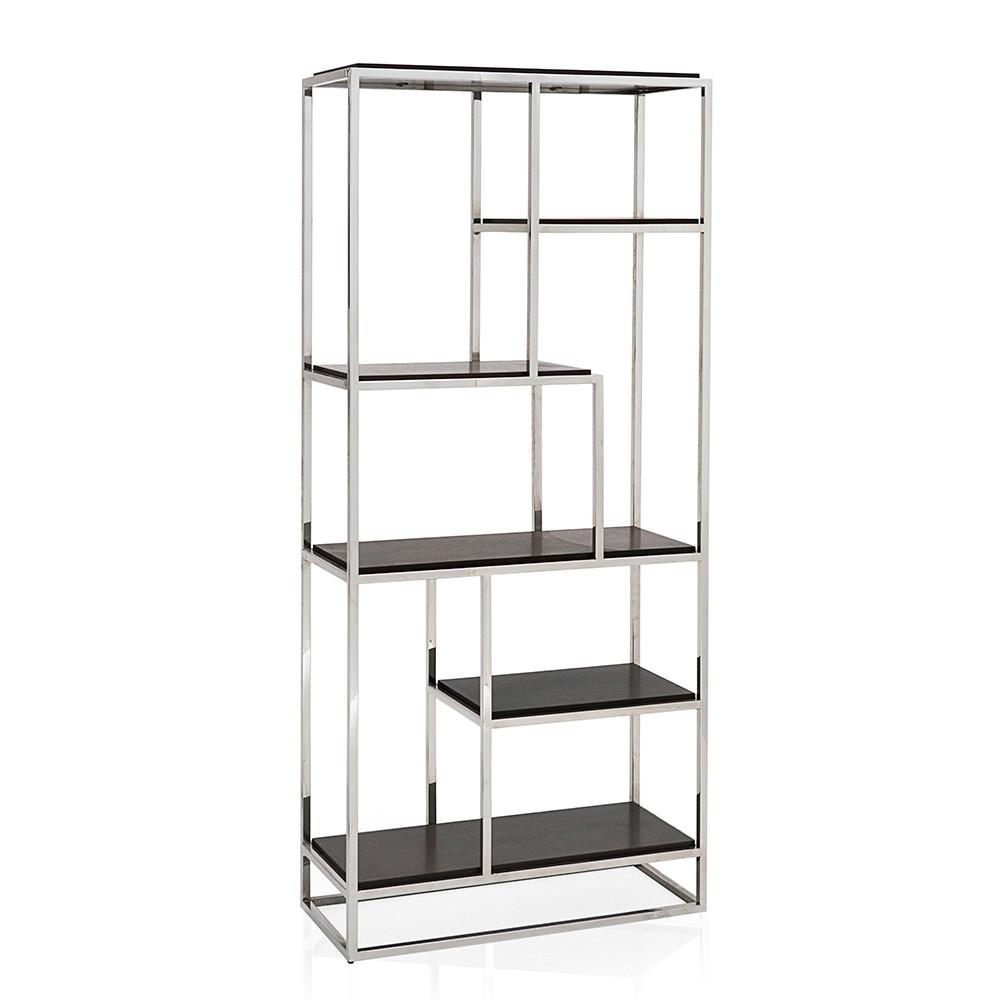 Markham Chrome and Dark Wood Bookcase