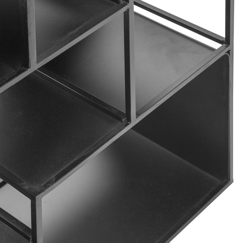 Square Black Metal Grid Wall Shelf