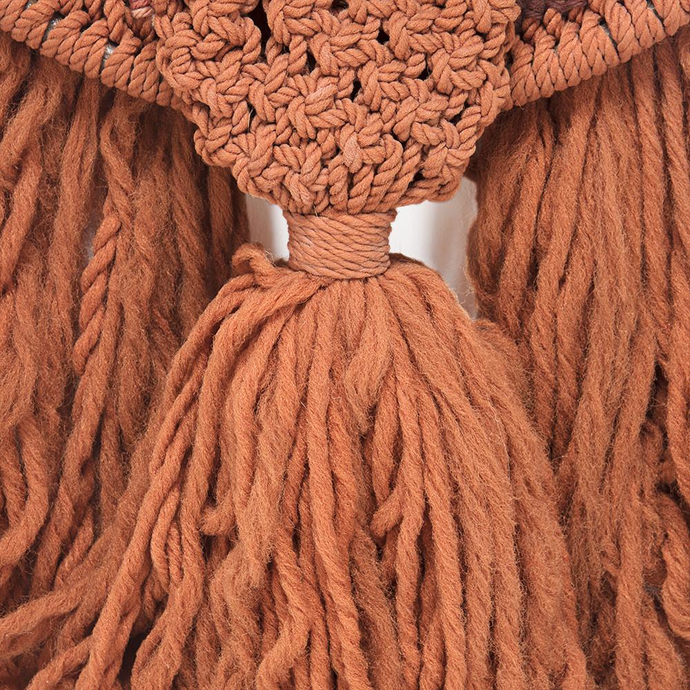 Orange Braided Macrame Circle Wall Art