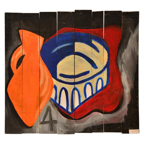 Abstract Orange Vase 4 Painting on Boards