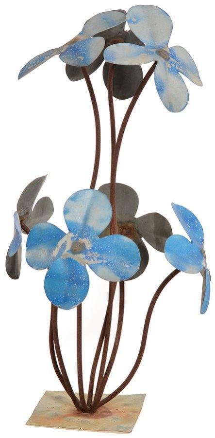 Blue Metal Flowers Sculpture (A+D)