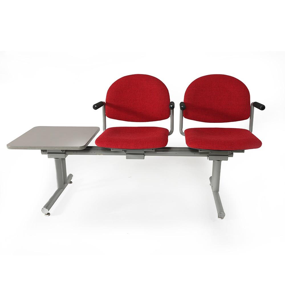 Red Waiting Room Seat with Side Table