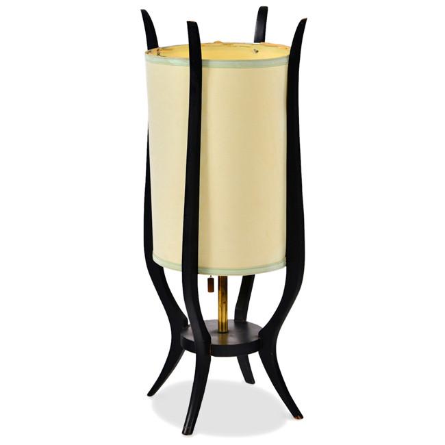 Black Wood Four Post Danish Table Lamp