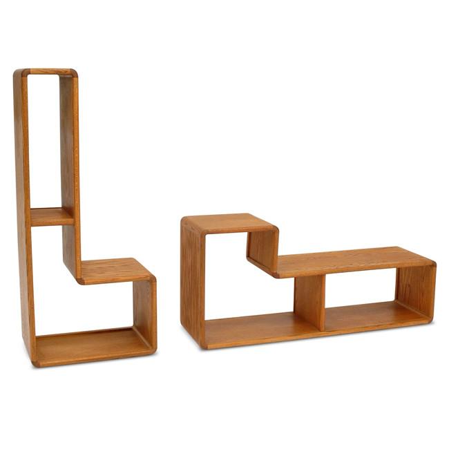 Wood L Shape 2 Piece Open Book Shelves