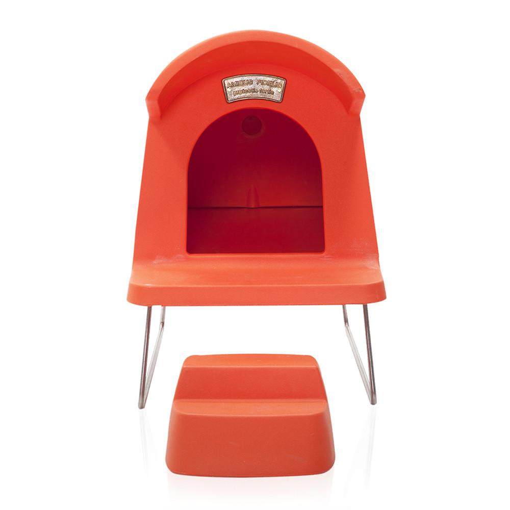 Orange Plastic Dog House + Matching Steps