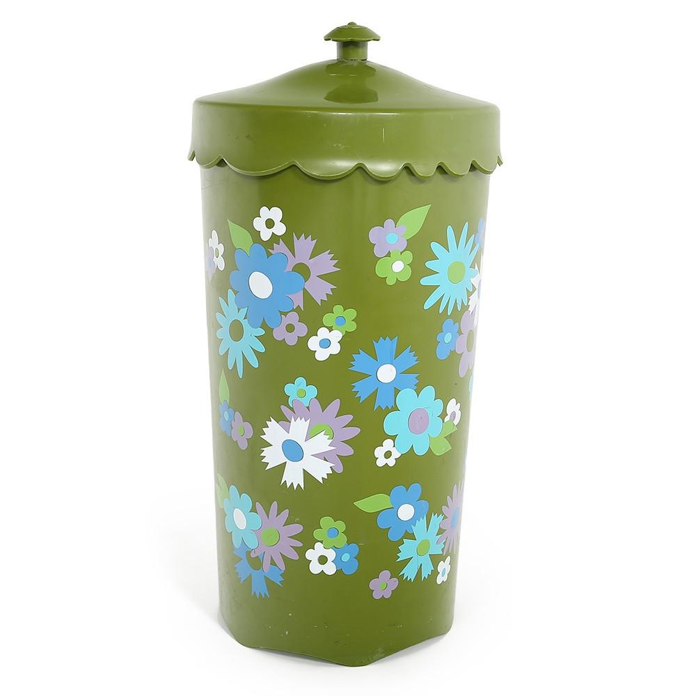 Green Floral Laundry Hamper