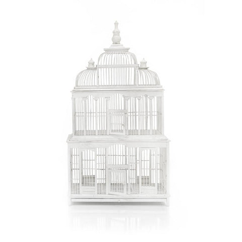 Large White Wood Victorian Birdcage