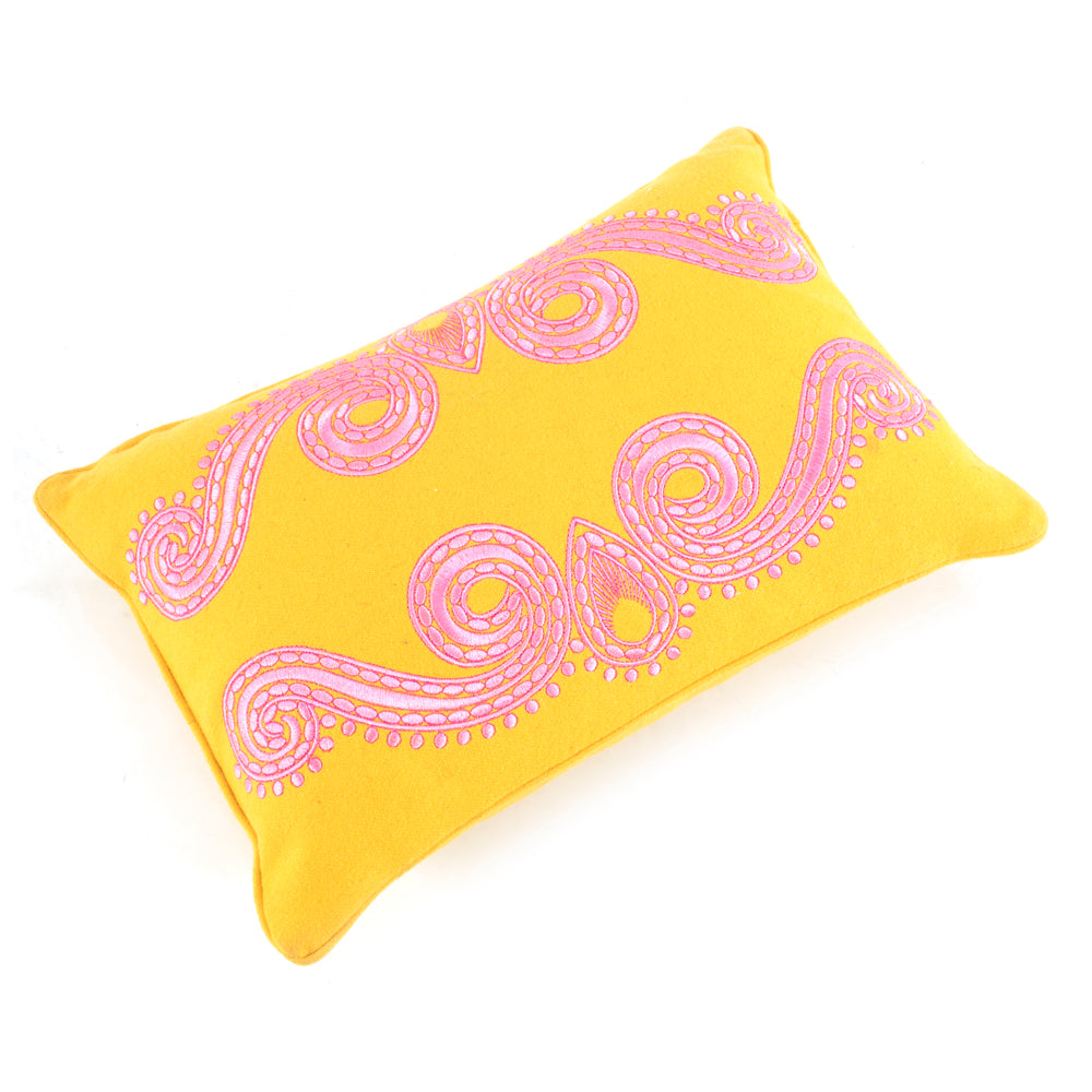 Yellow and Pink Embossed Ribbon Pillow