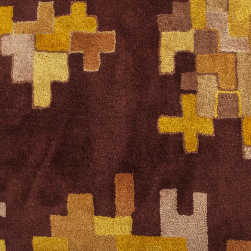 Yellow and Brown Patterned Rug - 70's