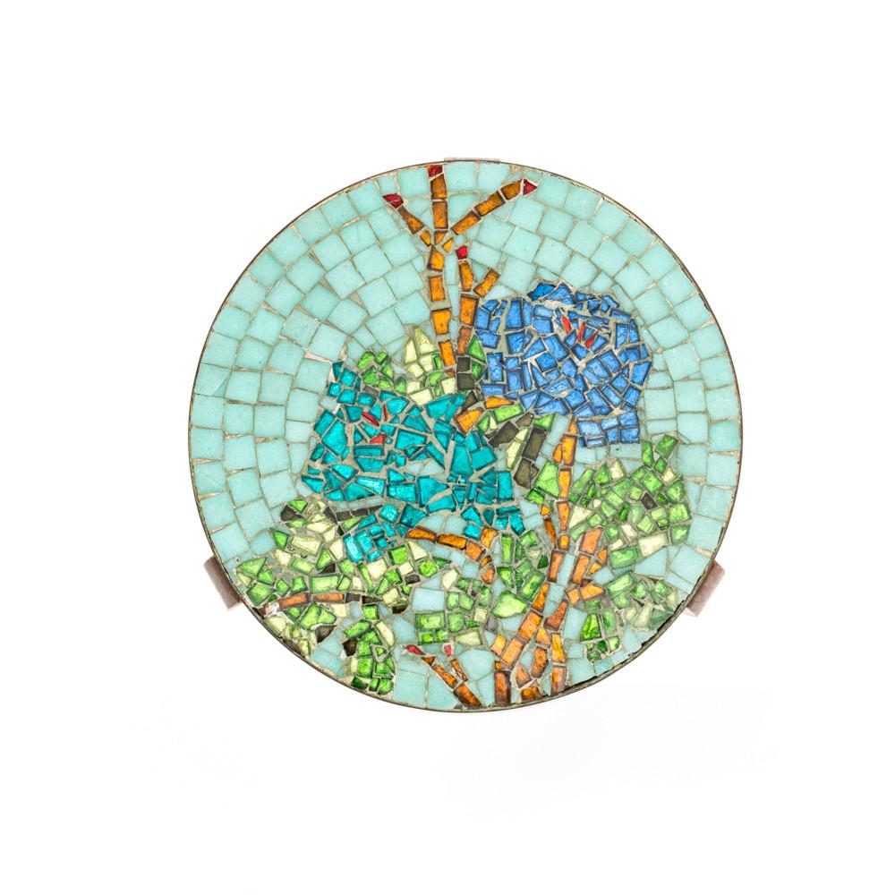 Mosaic Round Wood Side Table