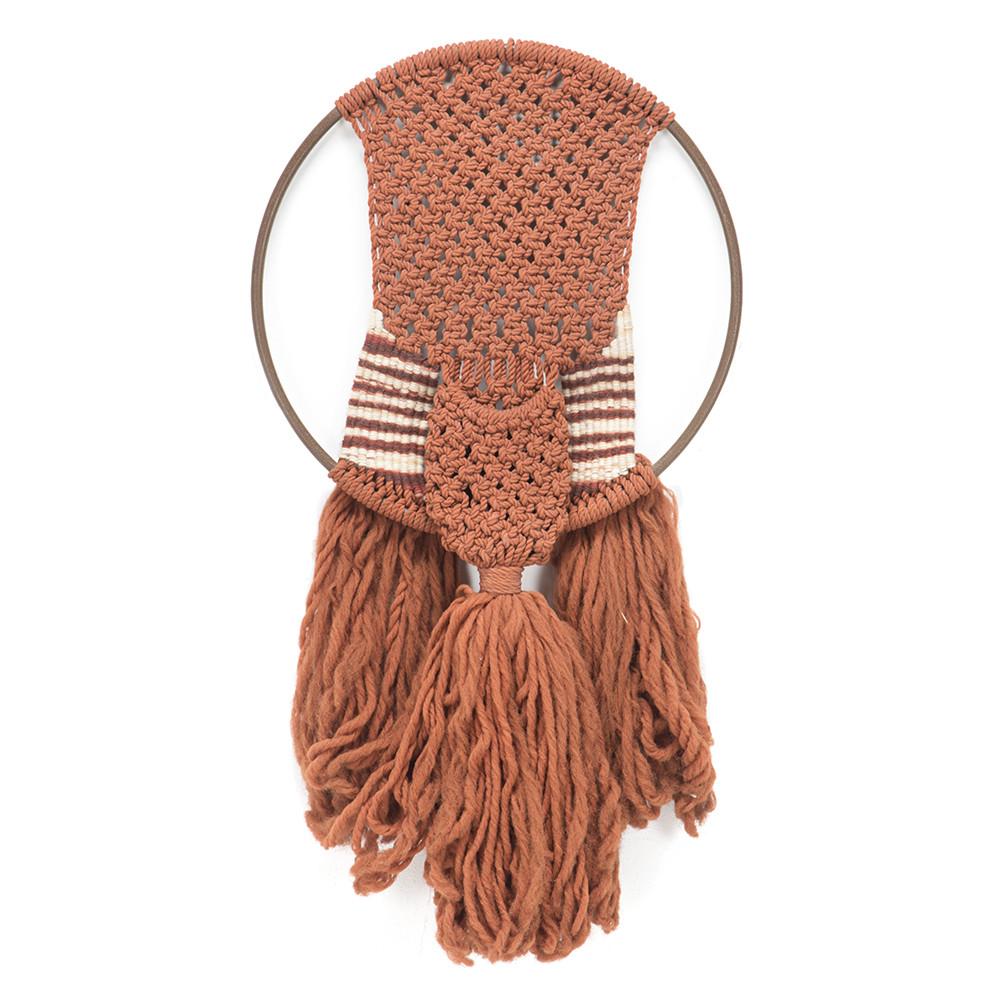 Orange Braided Macrame Circle Wall Art