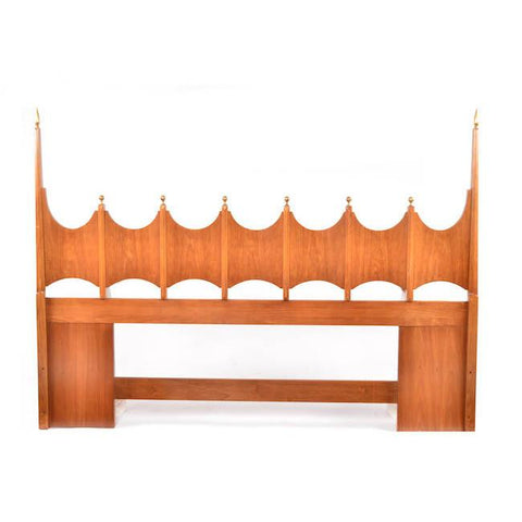 Wooden Headboard with Brass Accents