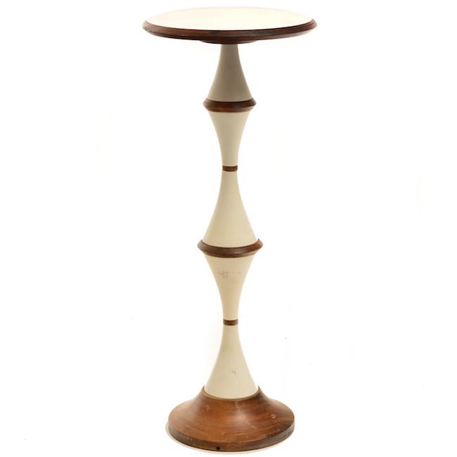 Wood Banded Spool Pedestal