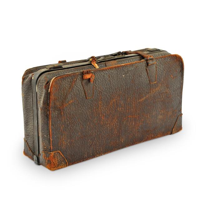 Brown Distressed Leather Suitcase