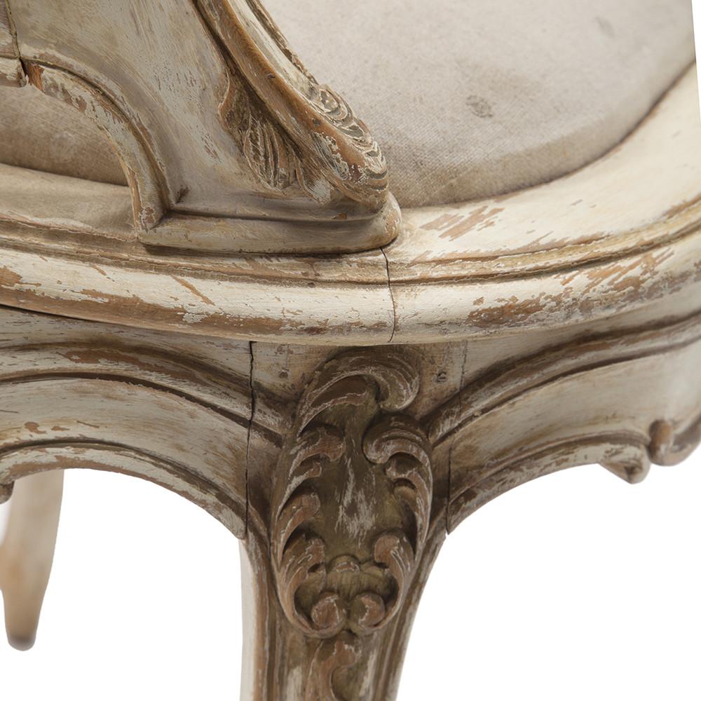 White Cream Louis XIV Arm Chair