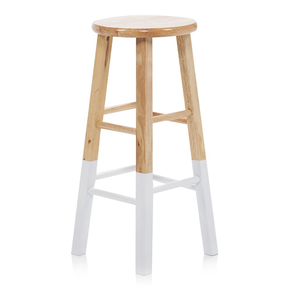 Wood Stool with White Dipped Legs