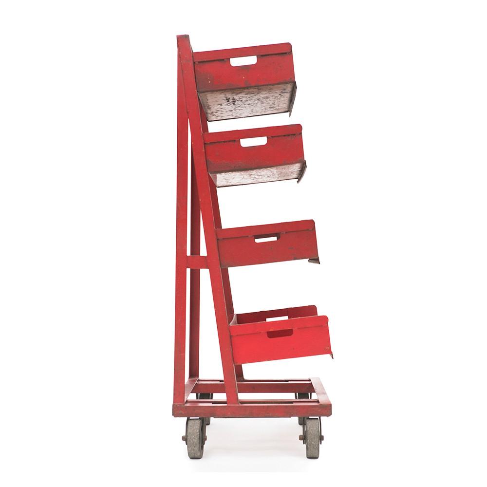 Red Industrial Rolling Tool Cart