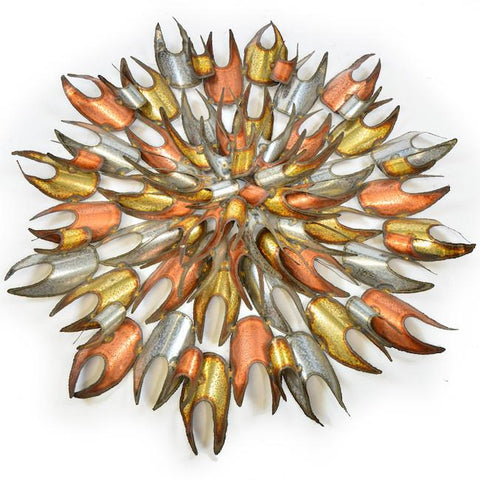 Bronze Copper Sun Brutalist Wall Sculpture