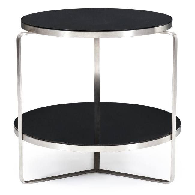 Black & Chrome Round Side Table