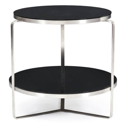 Black & Chrome Round Side Table