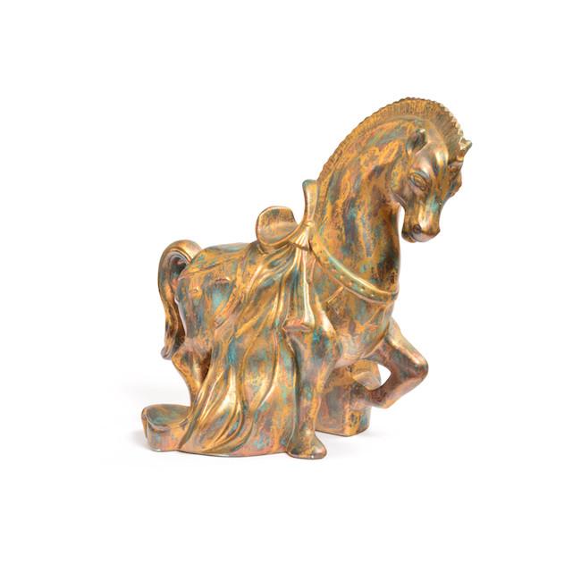 Beige Aged Ceramic Horse