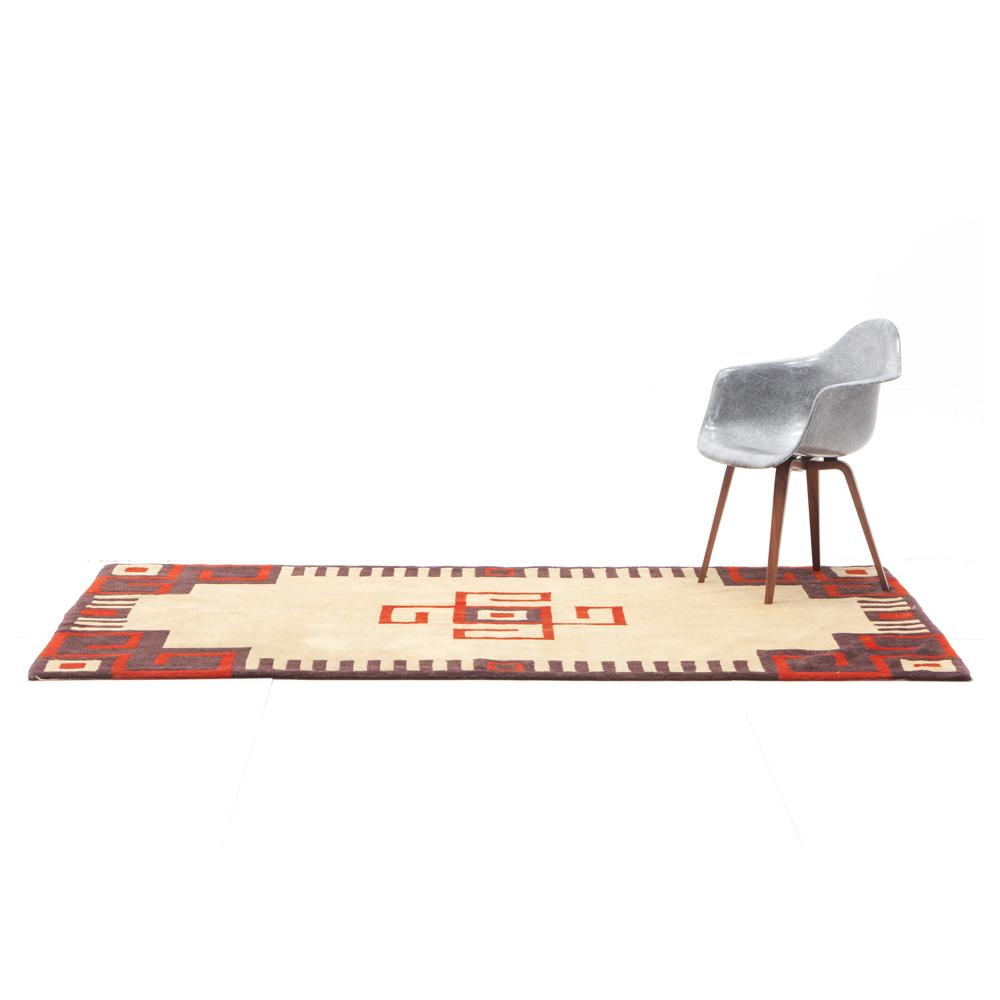 Tan Brown Red Navajo Rug